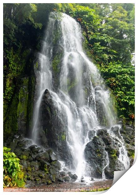 Waterfall at Ribeira dos Caldeiroes Print by Margaret Ryan