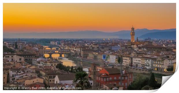 Ponte Vecchio Sunset Florence Print by Margaret Ryan