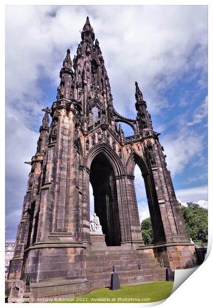 Majestic Walter Scott Monument in Edinburgh Print by Antony Robinson