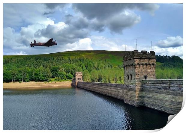 Lancaster over Derwent Dam Print by Antony Robinson