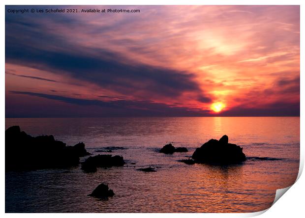 Sunset over Ilfracombe north devon  Print by Les Schofield