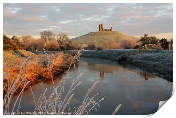 Majestic Burrow Mump Somersets Breathtaking Landsc Print by Les Schofield