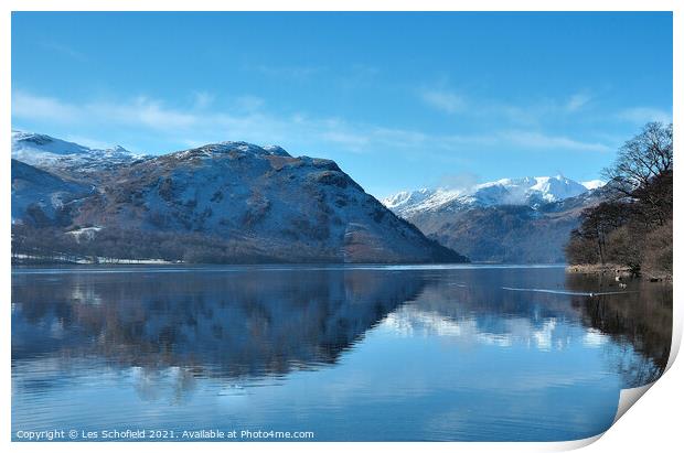 Winter Wonderland on Ullswater Lake Print by Les Schofield