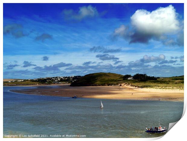 River Camel Estuary Cornwall Print by Les Schofield