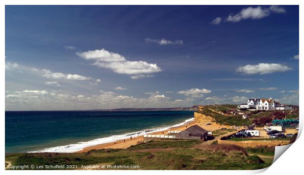 Hive beach Dorset Print by Les Schofield