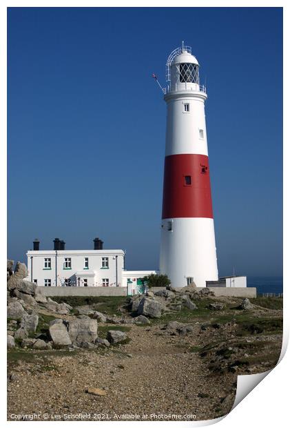 Iconic Portland Bill Lighthouse Guides Passing Shi Print by Les Schofield