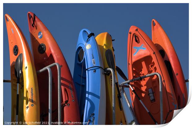 Kayaks  Print by Les Schofield
