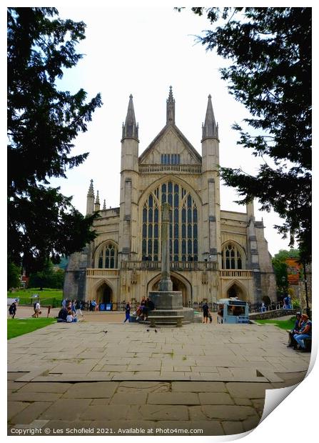 Winchester cathedral  Print by Les Schofield