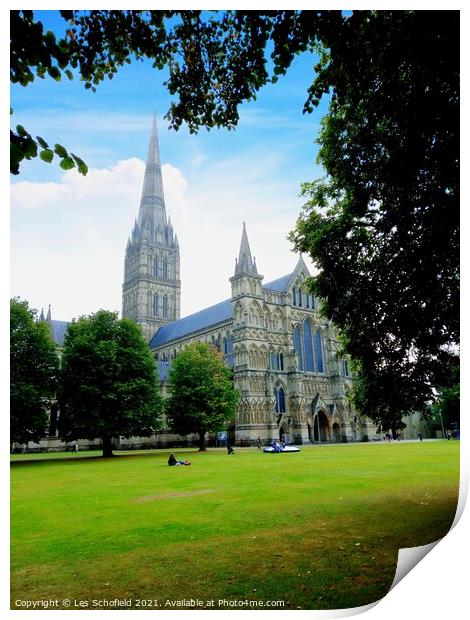 Salisbury cathedral  Print by Les Schofield