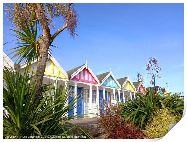 Colourful Beachfront Haven Print by Les Schofield