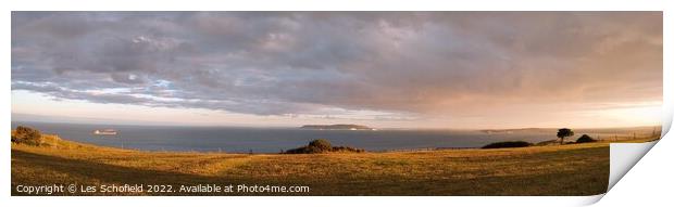 Weymouth bay sunset  Print by Les Schofield