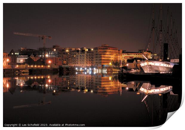 Majestic SS Great Britain in Bristol Basin Print by Les Schofield