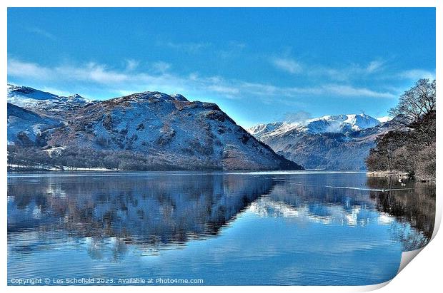 Majestic Ullswater Lake in Winter Print by Les Schofield