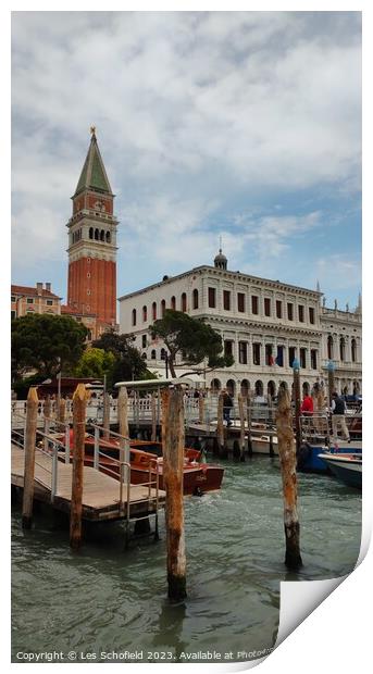 The Majestic Tower of Venice Print by Les Schofield