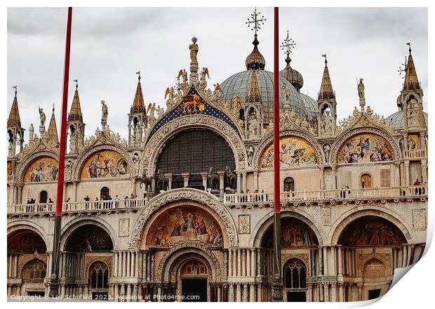 Majestic St Marks Basilica Print by Les Schofield