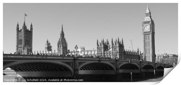 Westminster Bridge and Big Ben Print by Les Schofield