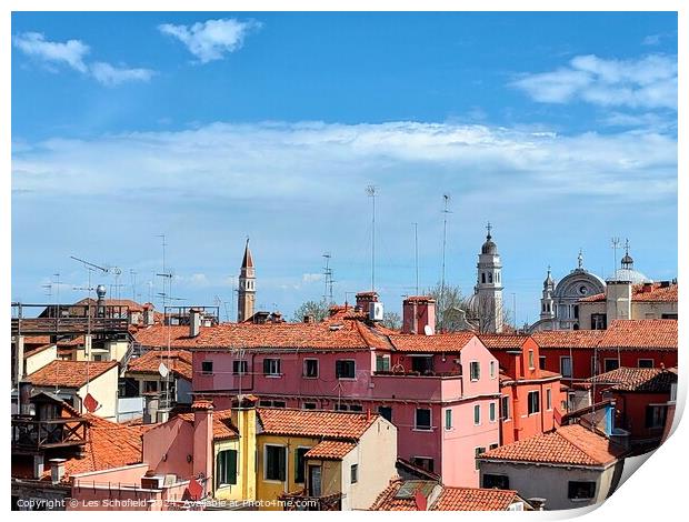 Rooftops of Venice  Print by Les Schofield