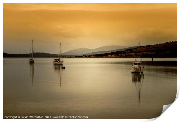 Calm Waters in Tasmania Print by Kevin Warburton