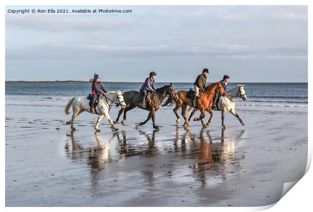 Coastal Horseback Riders Print by Ron Ella