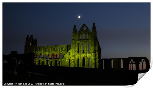 Whitby Abbey - A Night to Remember Print by Ron Ella