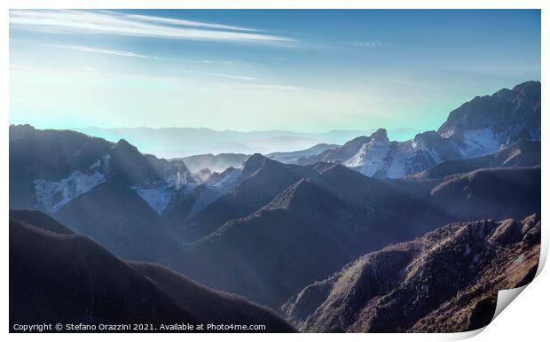 Alpi Apuane mountains and marble quarry. Carrara Print by Stefano Orazzini