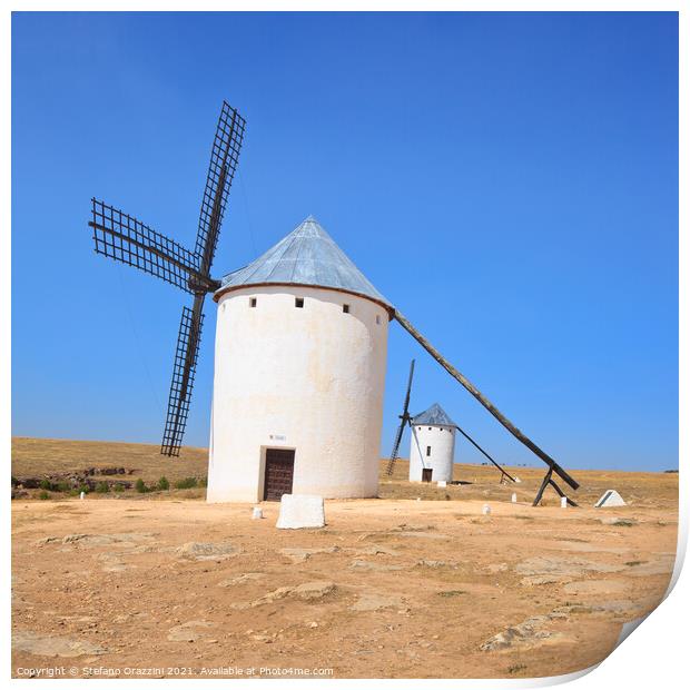 Two windmills. Campo de Criptana, La Mancha, Spain Print by Stefano Orazzini