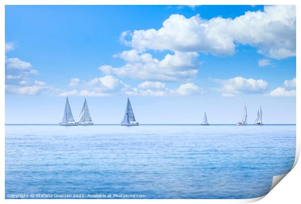 Sailing boat yacht regatta race on the sea Print by Stefano Orazzini