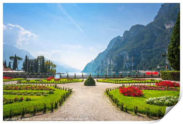 Gardens on the lake. Riva del Garda, Italy Print by Stefano Orazzini