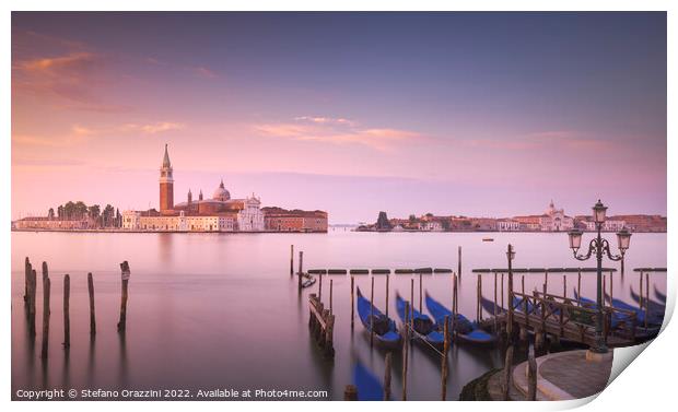 Venice, San Giorgio church and gondolas at sunrise. Italy Print by Stefano Orazzini