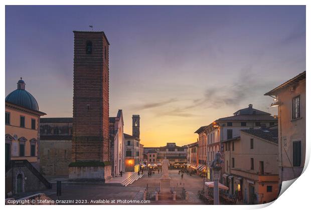 Pietrasanta old town at sunset, Tuscany, Italy Print by Stefano Orazzini