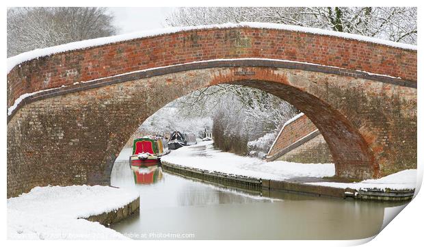 Bridge 62 over Grand Union Canal in winter at Foxt Print by Keith Bowser