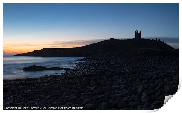 Dunstanburgh castle  before sunrise Print by Keith Bowser