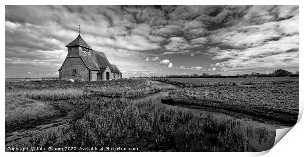 St Thomas Becket Chapel Fairfield Romney Marsh Ken Print by John Gilham