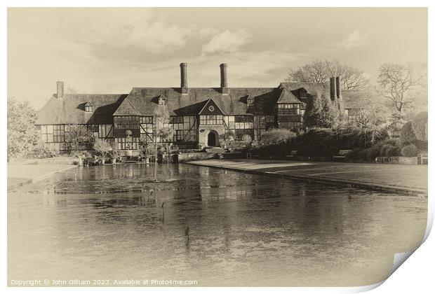 Antique Photograph of a English Tudor House and La Print by John Gilham