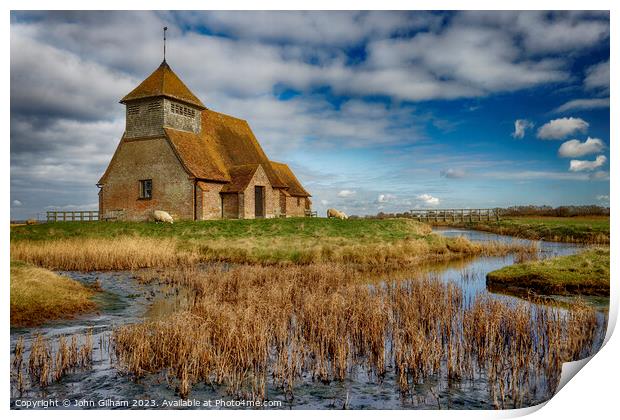 A Church on the Marsh Print by John Gilham