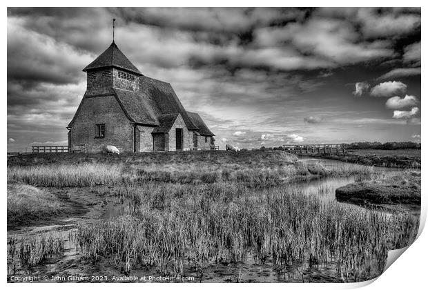 Church on the marsh Print by John Gilham
