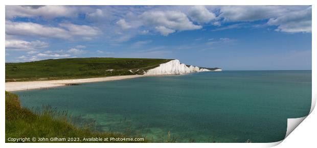 Seven Sisters White Cliffs at Cuckmere Haven East Sussex Print by John Gilham