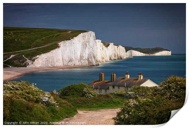 White Cliffs of The Seven Sisters at Cuckmere Have Print by John Gilham