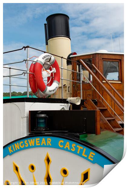 The Kingswear Castle Paddle Steamer Print by John Gilham