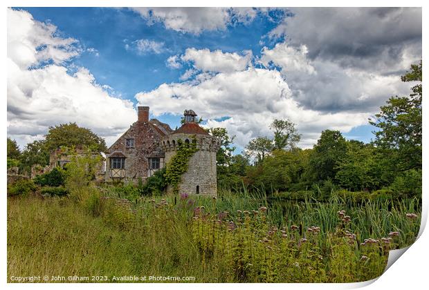 A castle on top of a lush green field Print by John Gilham