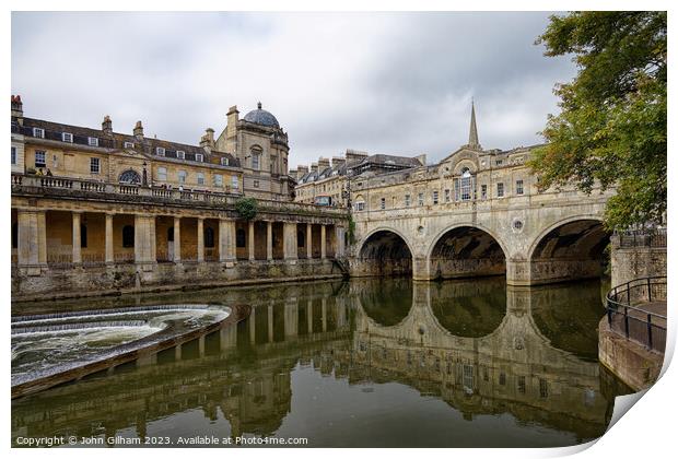 Pulteney Bridge and the weir on the river Avon in Bath Somerset England UK Print by John Gilham