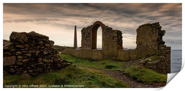 Outdoor Ruins at Botallack on the Cornish Coast England UK Print by John Gilham