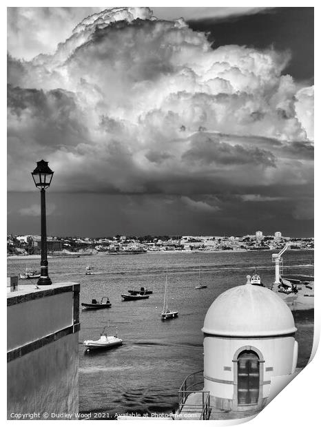 Tempest Brews Over Cascais Bay Print by Dudley Wood