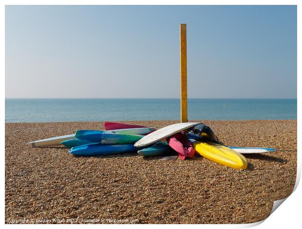 Serene Sea Kayaks Print by Dudley Wood