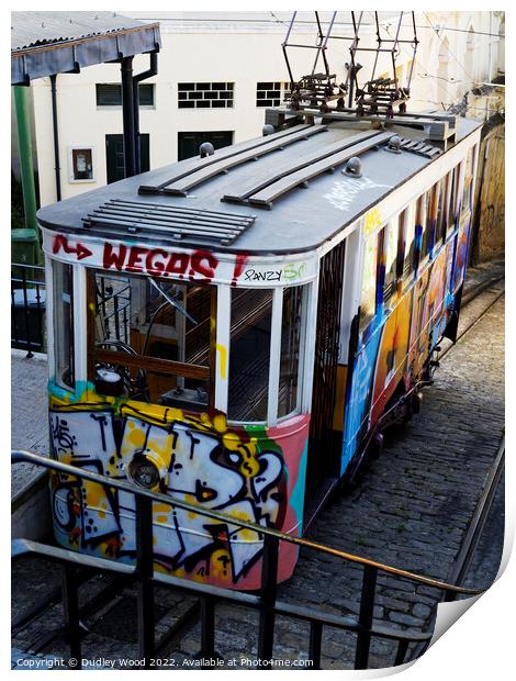 Graffiti on Lisbons Funicular Tram Print by Dudley Wood