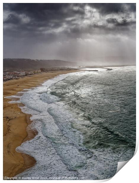 Majestic Nazare Beach Print by Dudley Wood