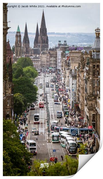 Edinburgh Princes Street From Calton Hill Print by Jacob White