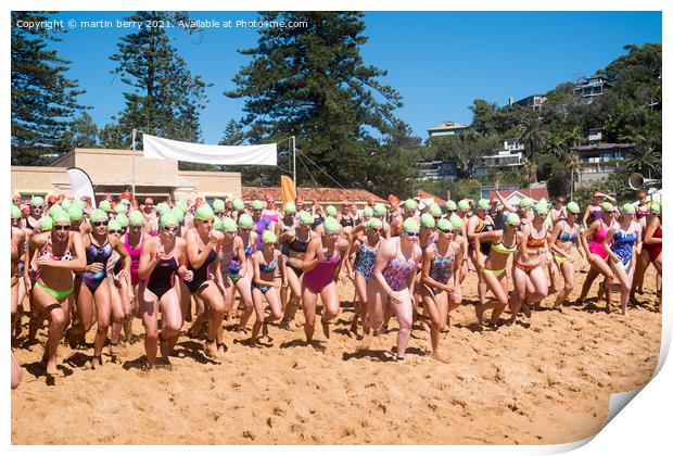 Sydney,Australia. The 41st Big Swim Ocean race Palm Beach to Wha Print by martin berry