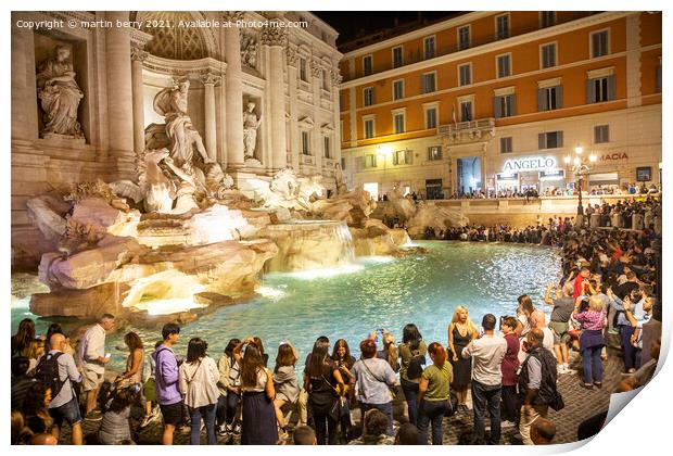 Rome Trevi Fountain Night Print by martin berry