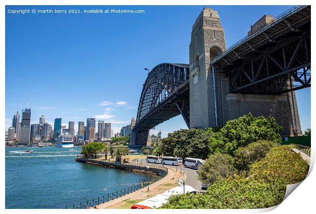 Sydney Harbour Bridge and Sydney skyline Print by martin berry